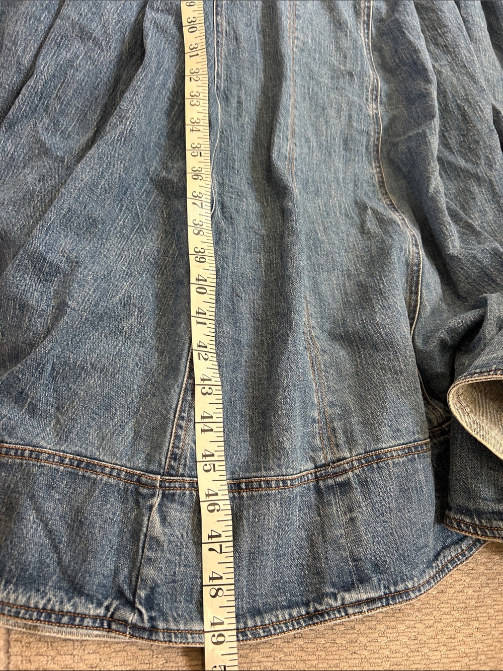 Pilcro puff sleeve seamed denim midi dress blue size medium - Picture 11 of 13